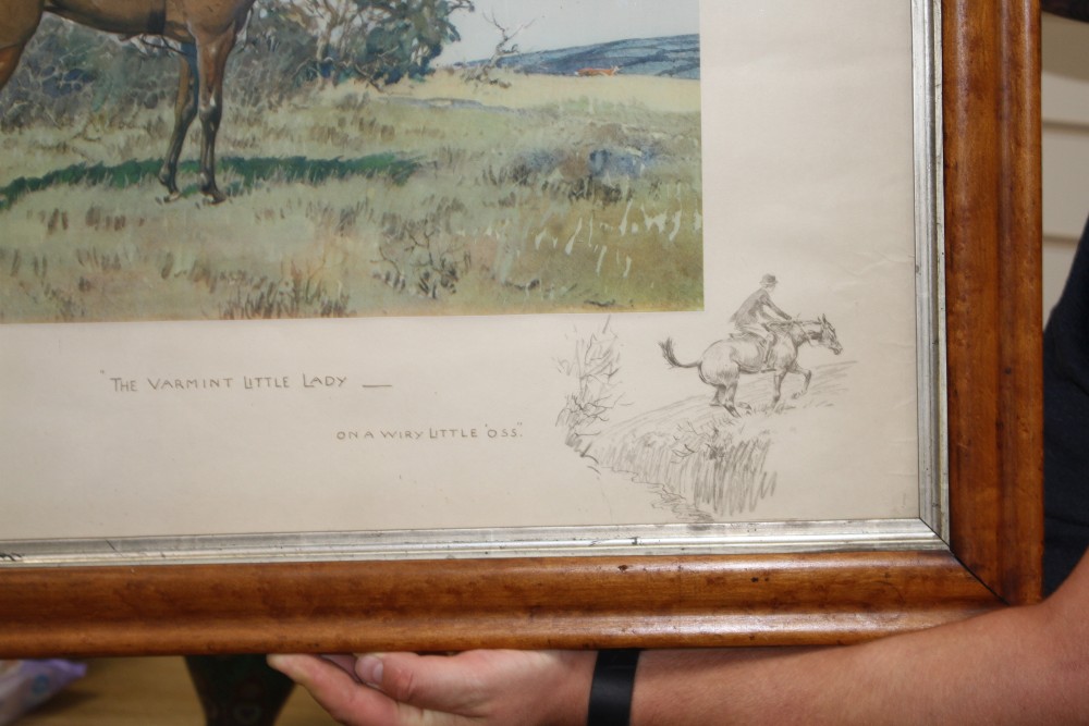 Charles Johnson Payne - Snaffles, chromolithograph, The Varmint Little Lady on a Wiry Little Oss, signed in pencil, 49.5 x 71.5cm